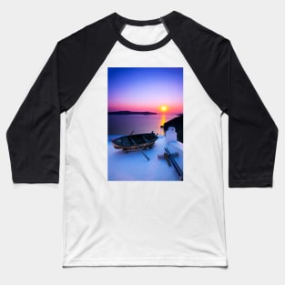 Santorini Purple Sunset Baseball T-Shirt